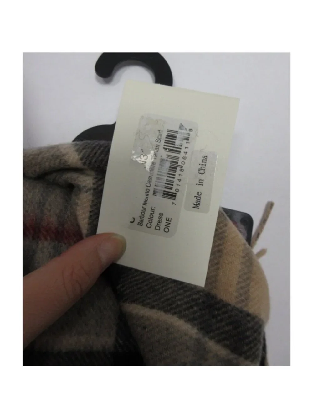 Barbour Scarf One erino Wool Cashmere Tartan Plaid Fringe NEW